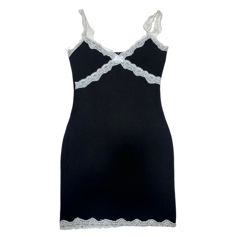 Unknown Brand Black White Lace Above the Knee Dress Womens Size Small